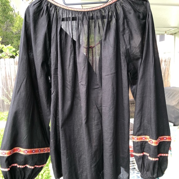H&M/Black & Orange Embroidered Peasant Blouse/ SZ 8 - Picture 7 of 8